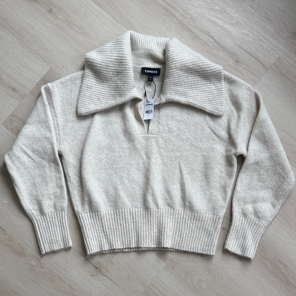 Express Sweaters - Express Beige Cowl Neck Sweater